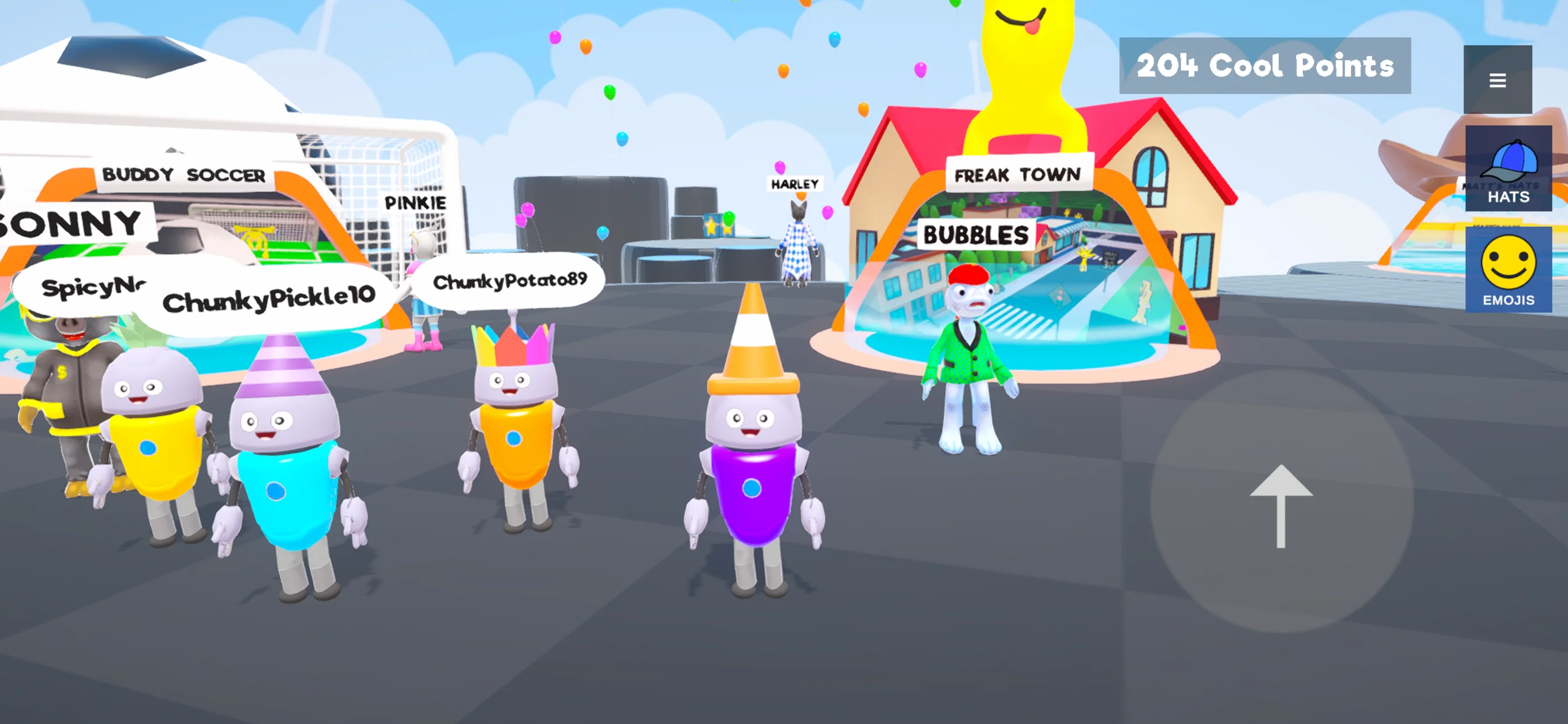 Buddy Bots exploring Buddy Plaza together
